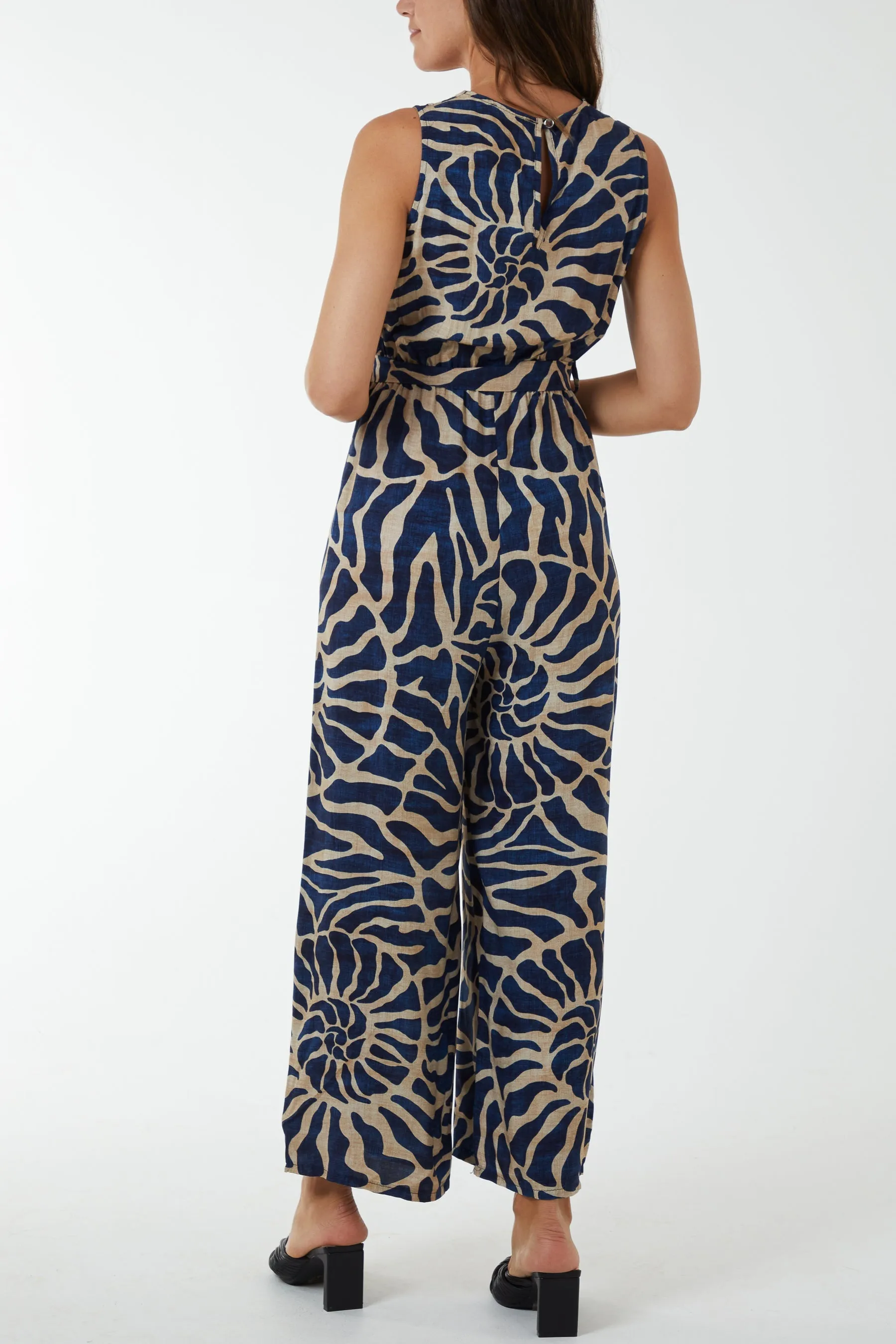 Swirl Print Sleeveless Jumpsuit