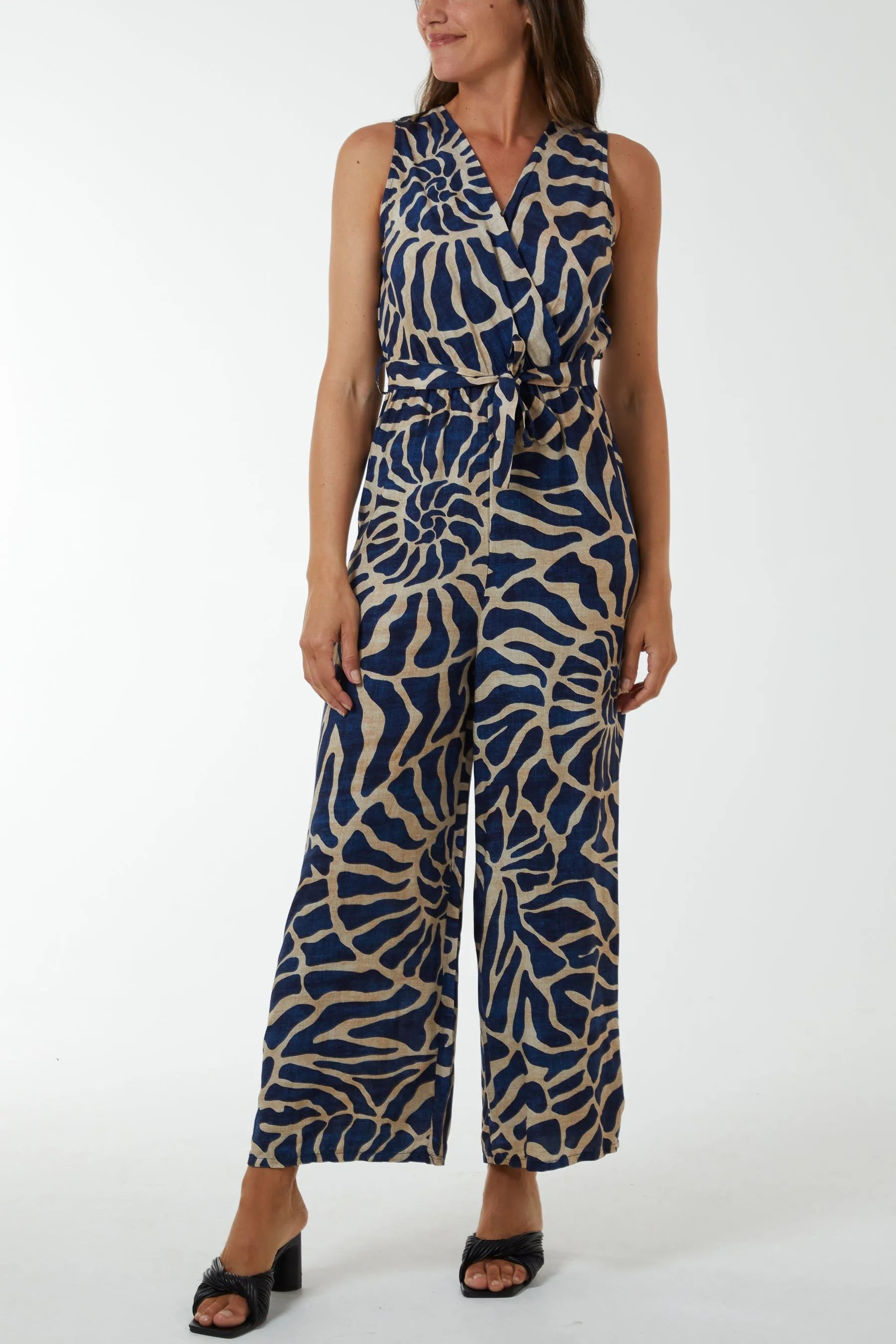 Swirl Print Sleeveless Jumpsuit