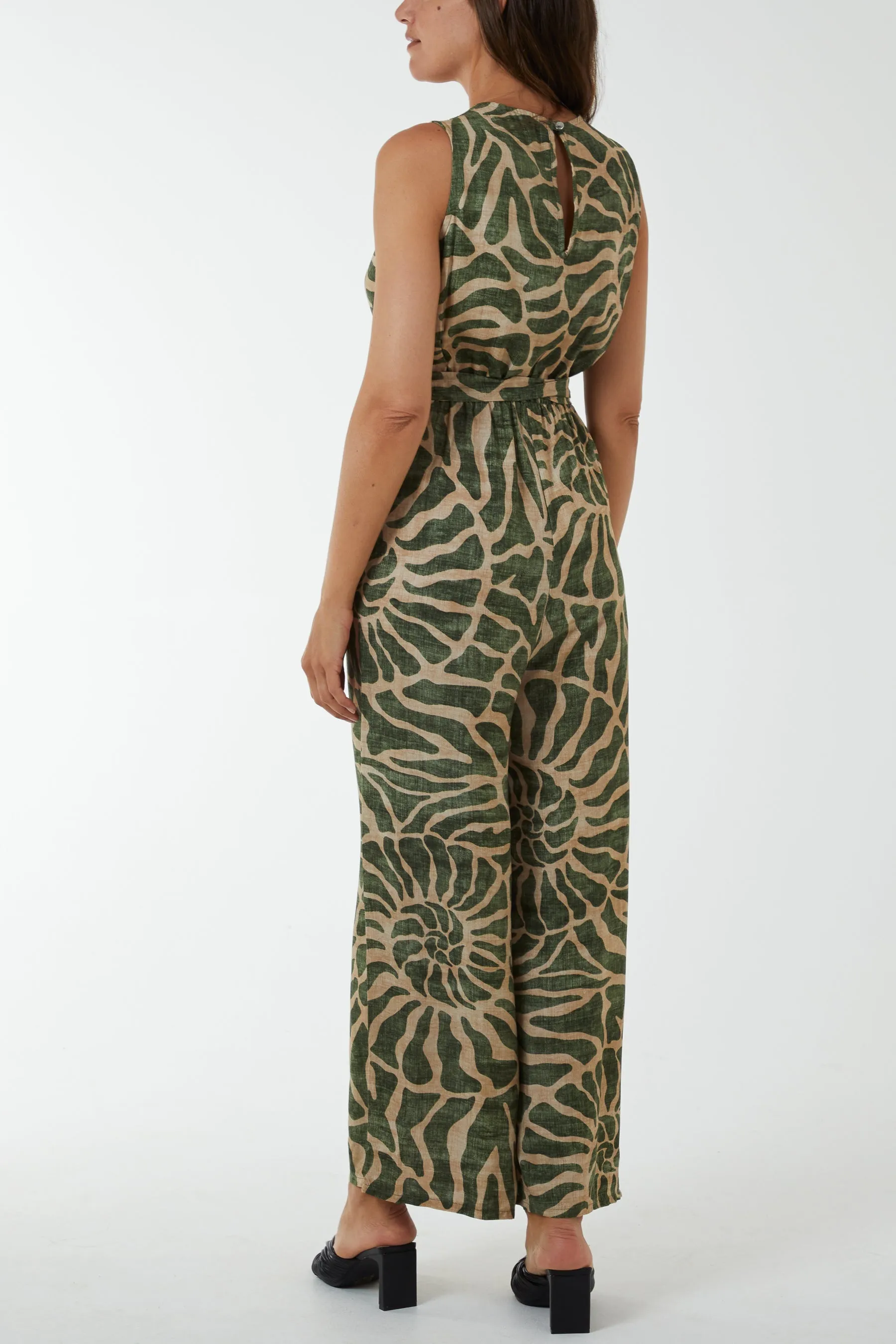 Swirl Print Sleeveless Jumpsuit