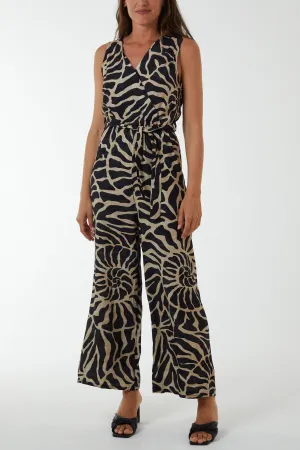 Swirl Print Sleeveless Jumpsuit