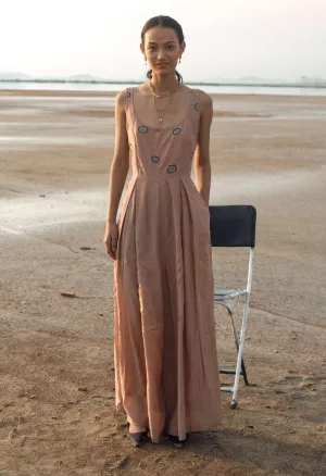 Tan Crepe & Teal Jumpsuit