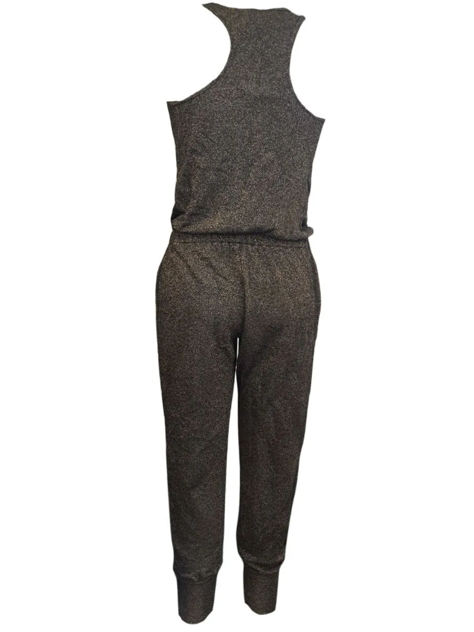 TEREZ Women's Black Lurex Half Zip Jumpsuit #24198225 NWT