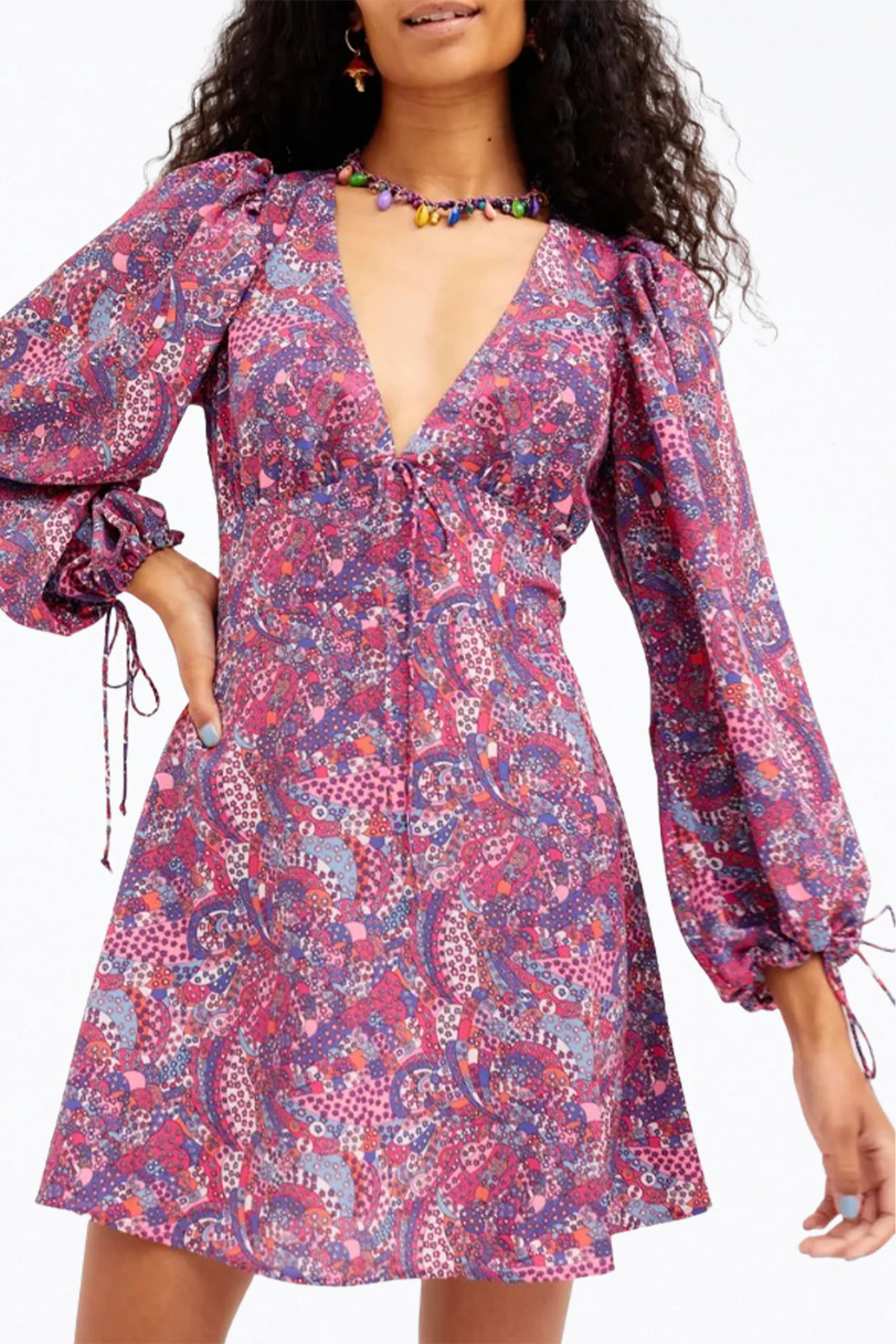 TONYA OPEN-BACK LONG SLEEVE MINI DRESS
