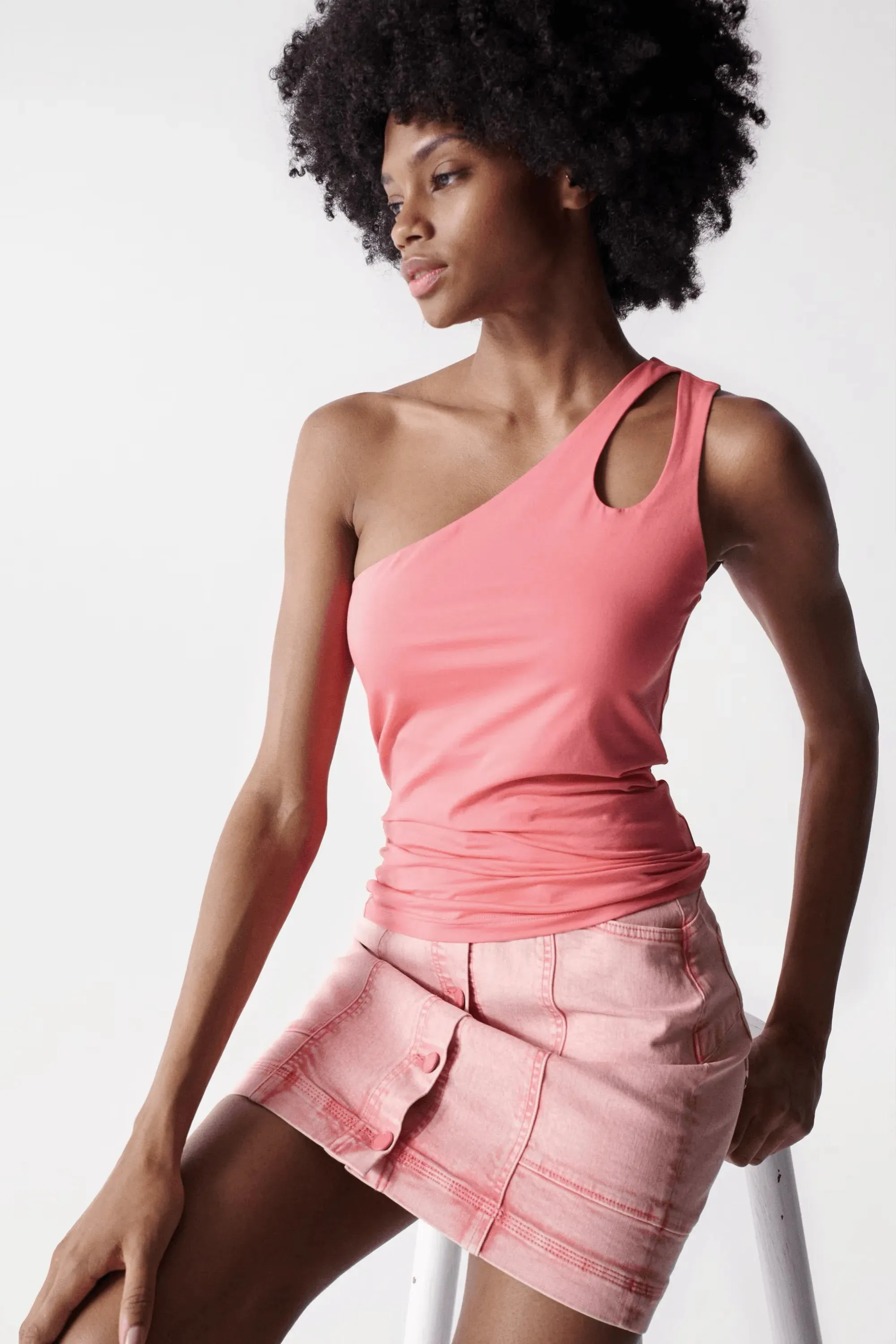 Top Salsa Jeans con Escote Asimétrico Rosa