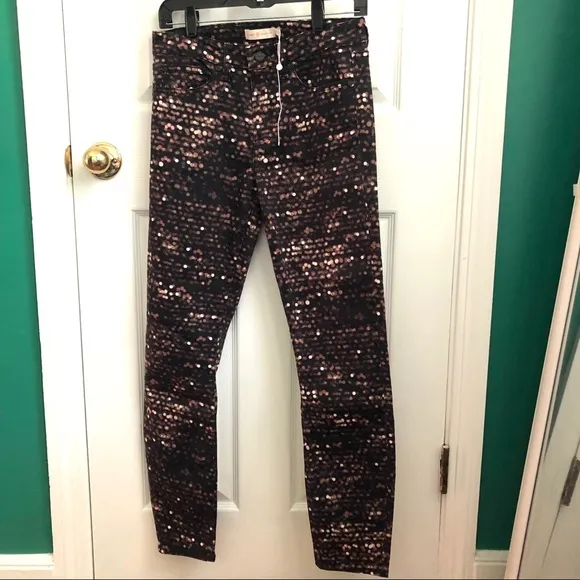 Tory Burch black/brown flashprint skinny jeans 27