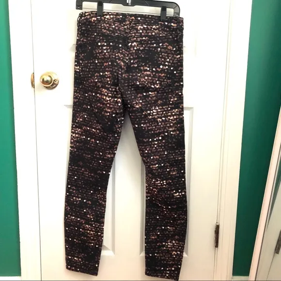 Tory Burch black/brown flashprint skinny jeans 27