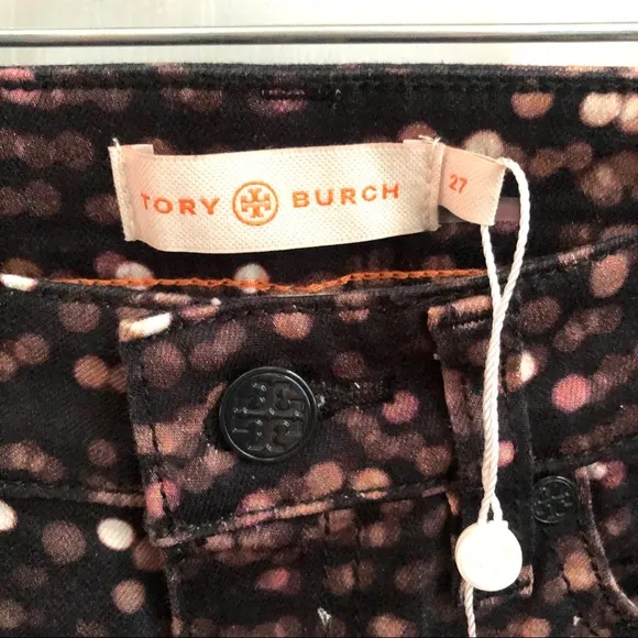 Tory Burch black/brown flashprint skinny jeans 27