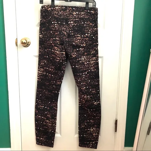 Tory Burch black/brown flashprint skinny jeans 27