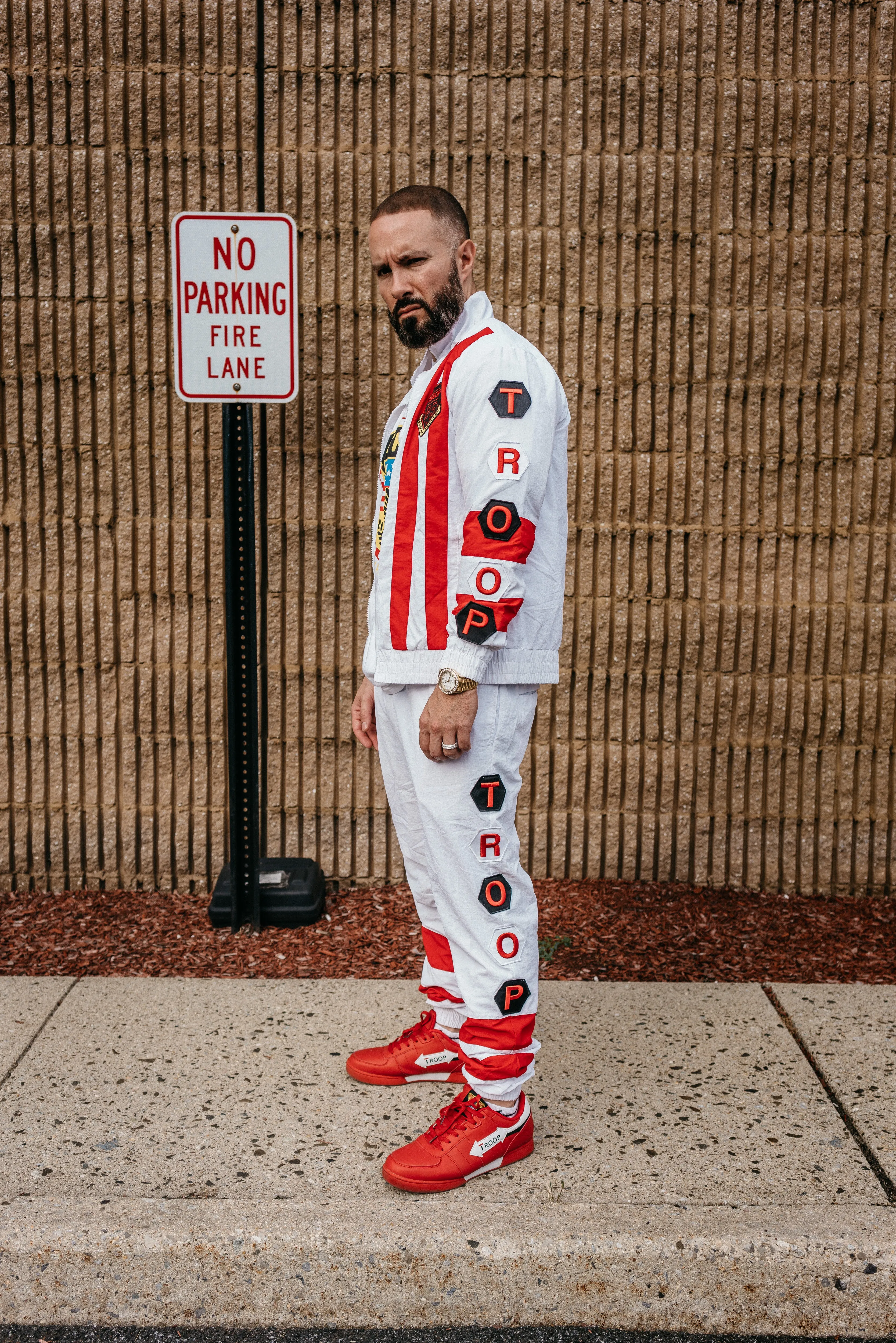 TROOP Nylon Track Top White/Red