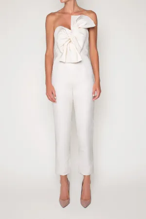 Twisted Bow Silk Faille Jumpsuit