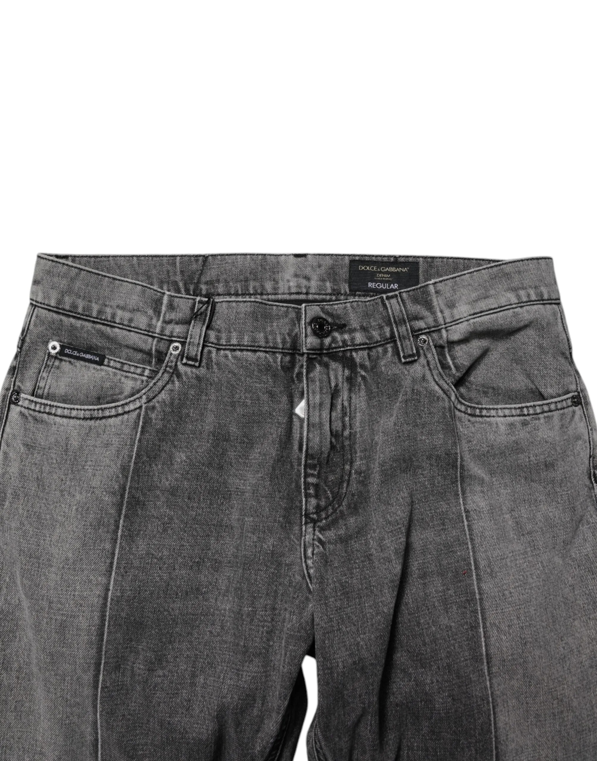 Two Tone Gray Cotton Denim Jeans