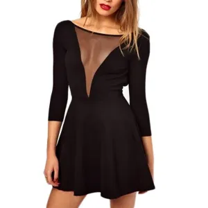 V-Neck Backless Halter Dress