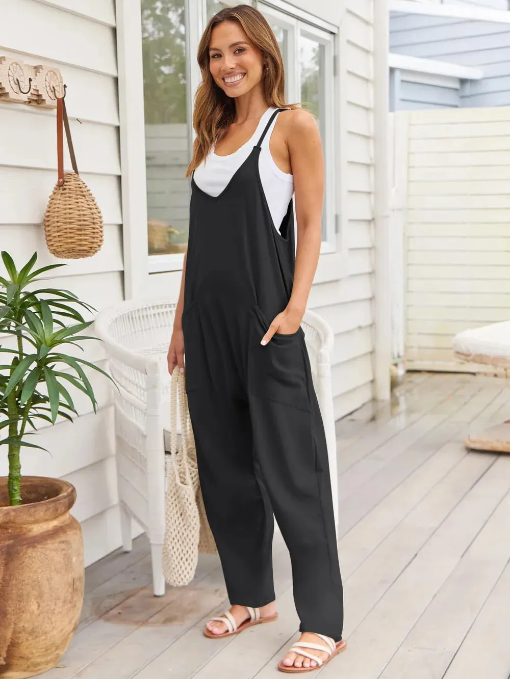 V-Neck Spaghetti Strap Jumpsuit