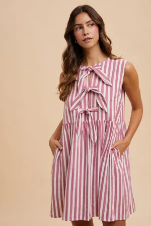 VERTICAL STRIPED FRONT BOW DETAIL MINI D
