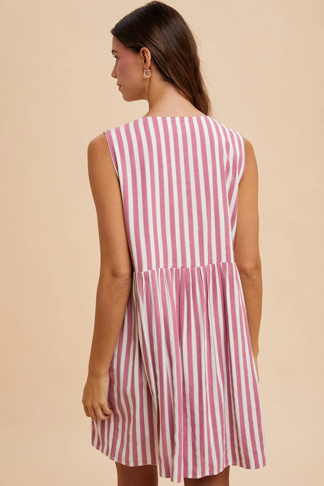 VERTICAL STRIPED FRONT BOW DETAIL MINI D