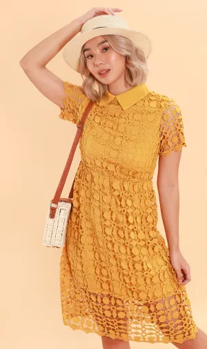 VICTORIA Lace Overlay Dress (Dandelion)