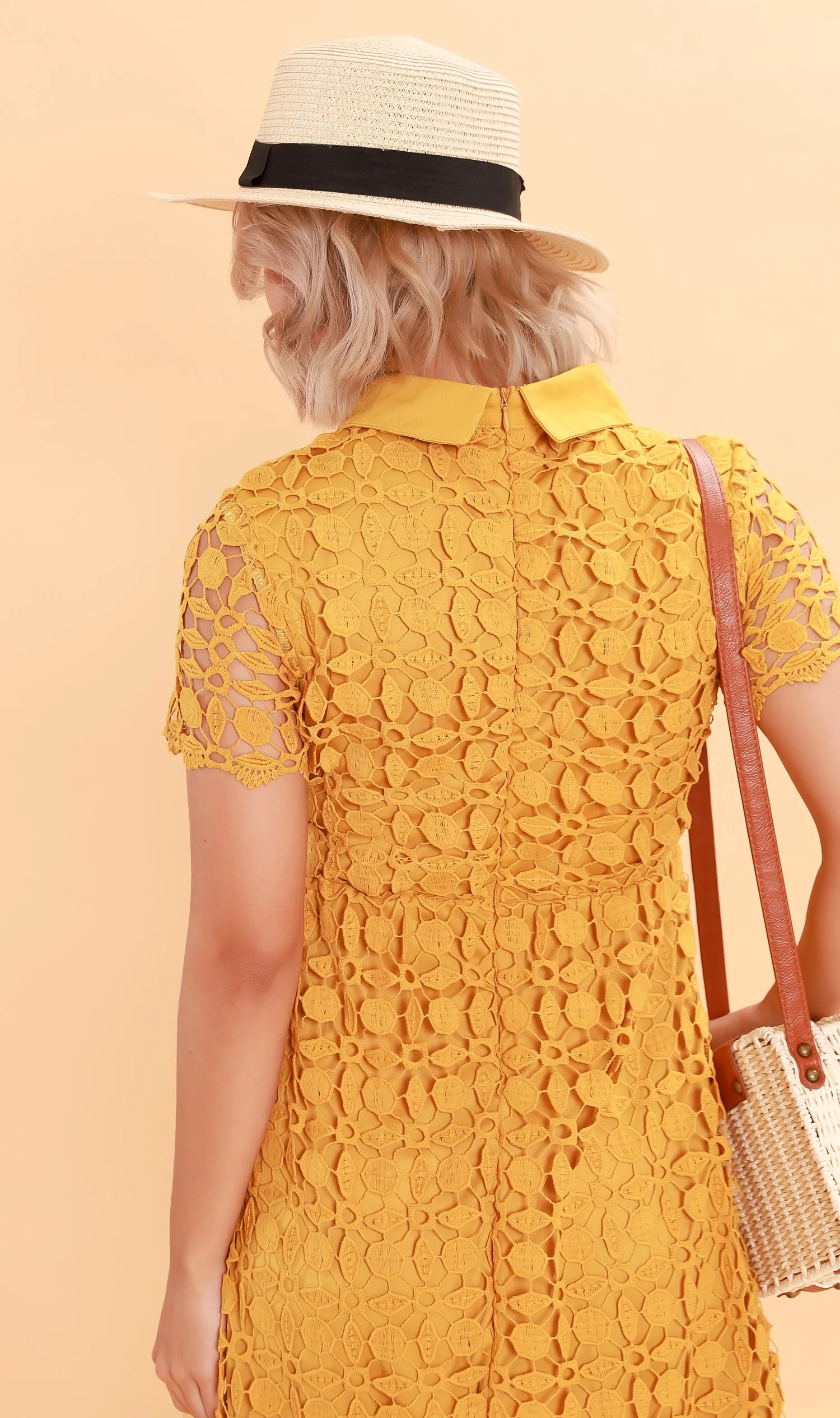 VICTORIA Lace Overlay Dress (Dandelion)