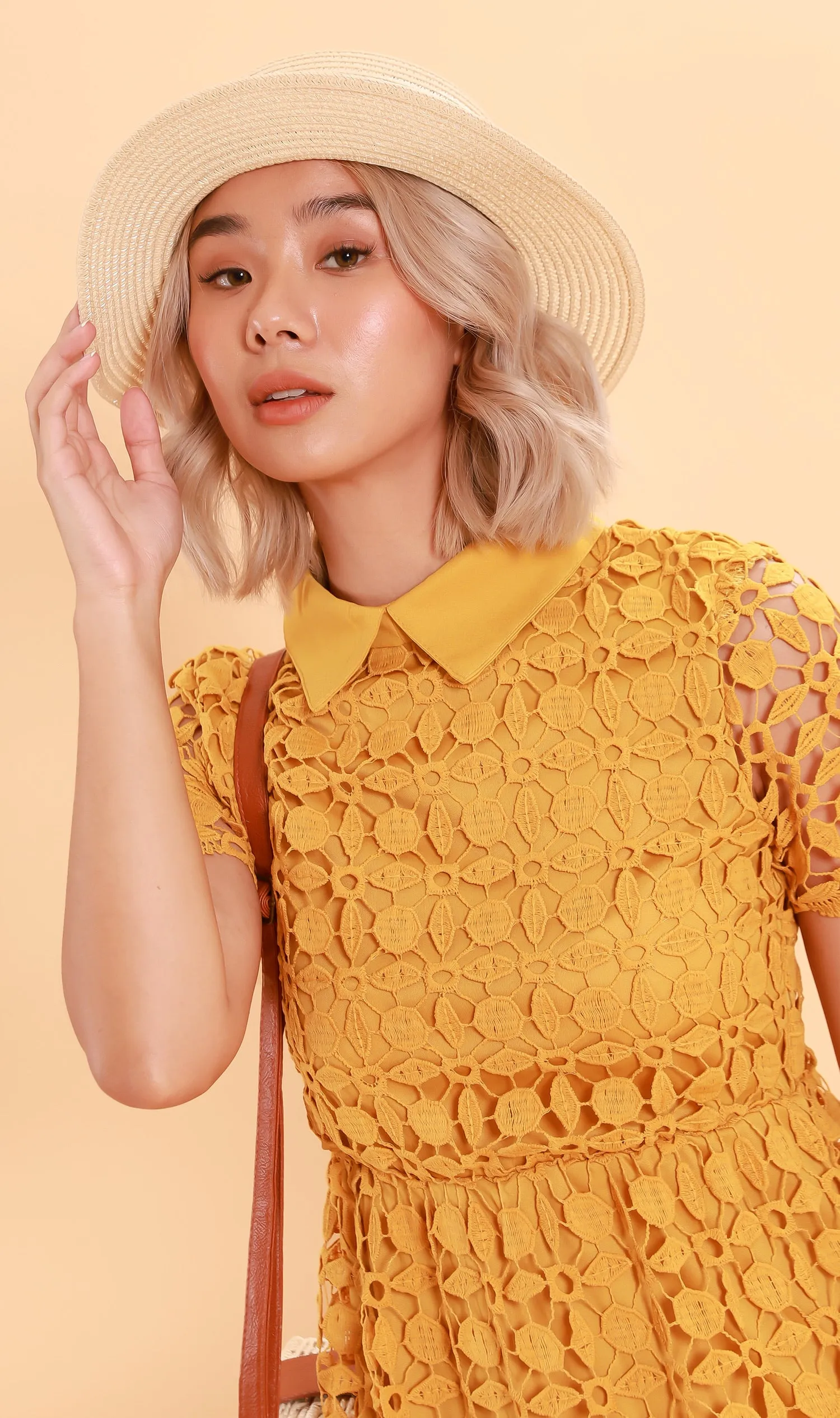 VICTORIA Lace Overlay Dress (Dandelion)