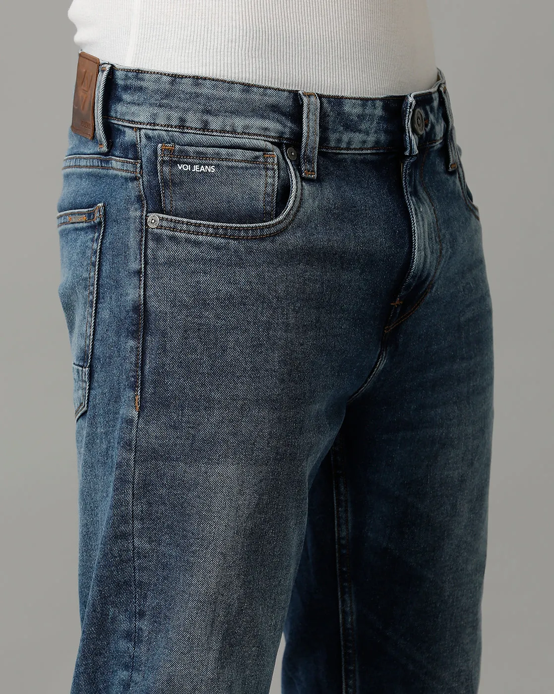 Voi Mens Jet Indigo Track Cropped Skinny Jeans