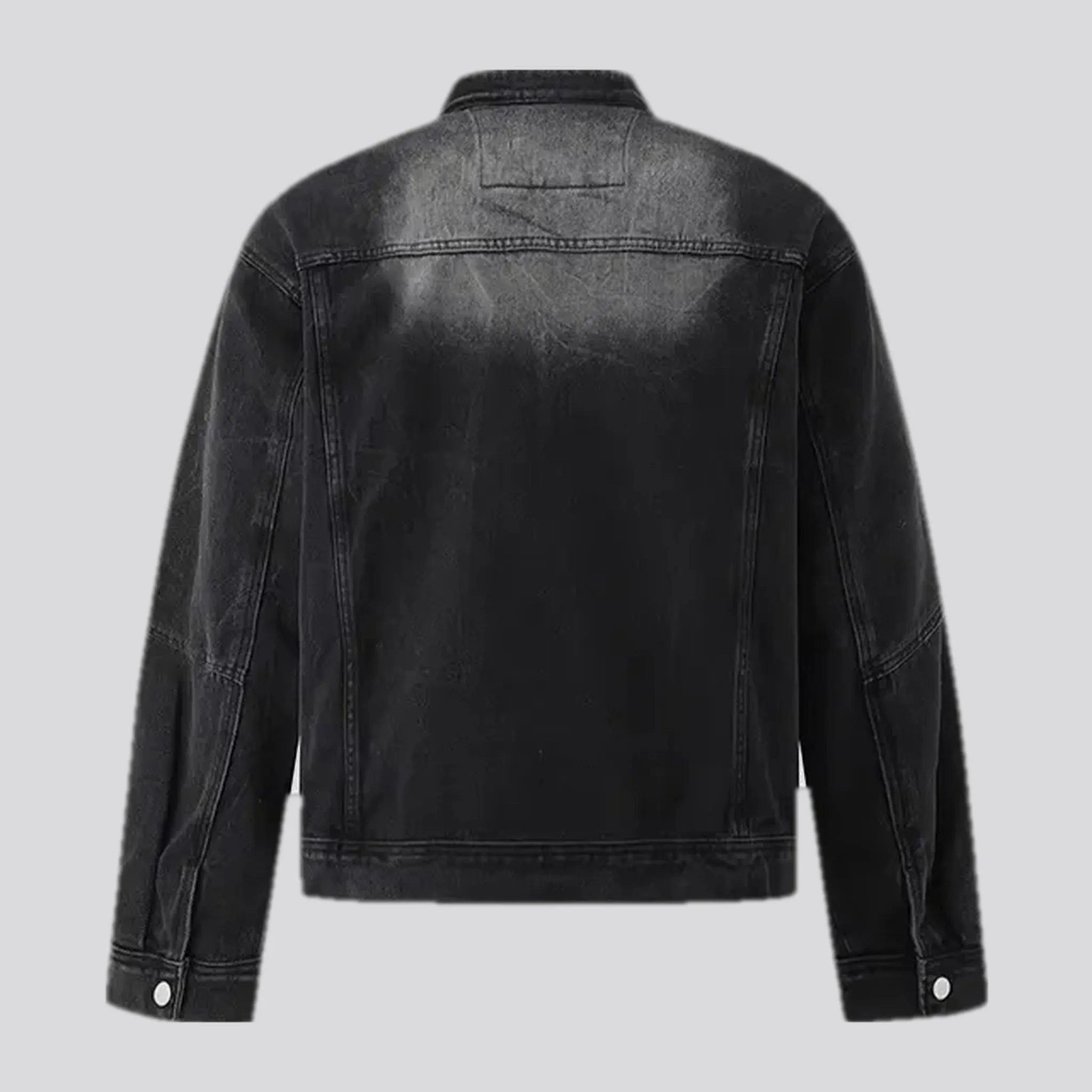 Washed out biker men's jean jacket