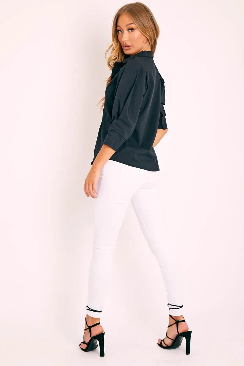 White Bleached Ripped Skinny Jeans - Blair