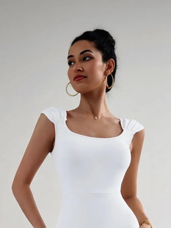 White Bodycon Maxi Dress With Gathered Strap