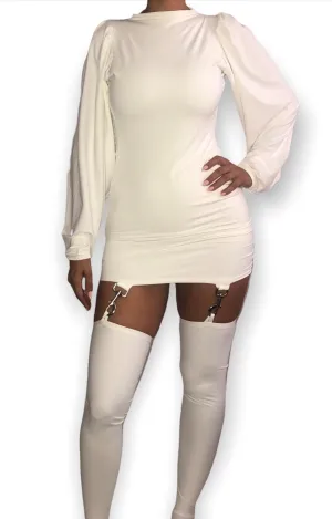White Clasp Garter Dress