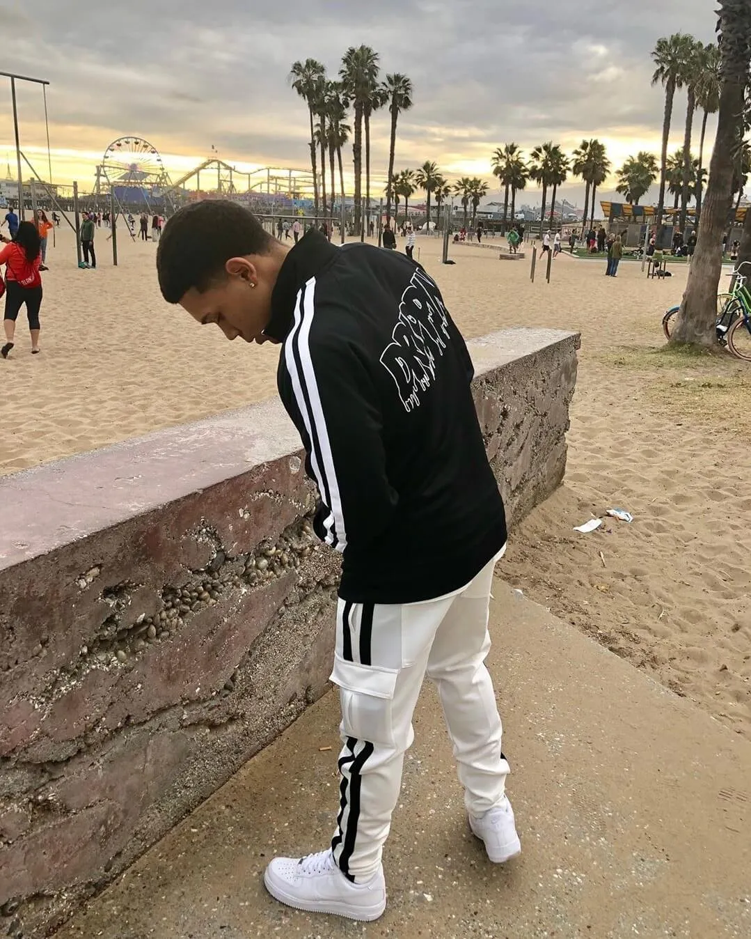 White Drippin Outline | Black Track Jacket