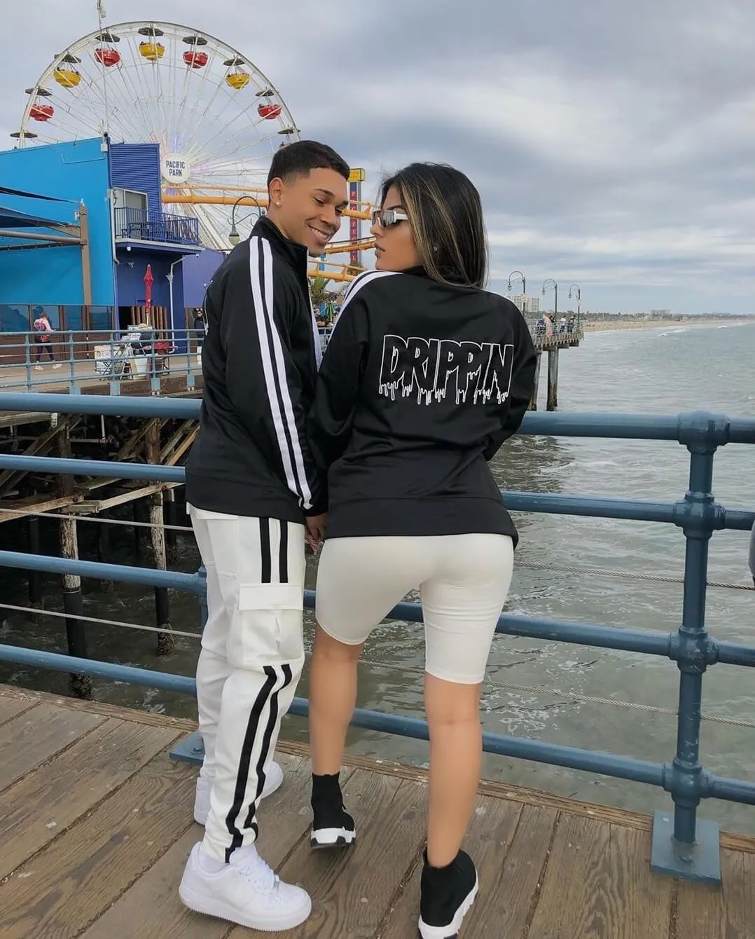 White Drippin Outline | Black Track Jacket