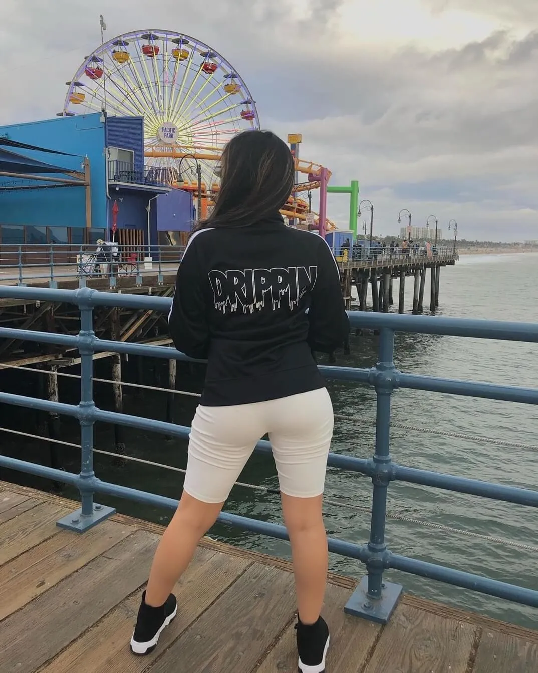 White Drippin Outline | Black Track Jacket