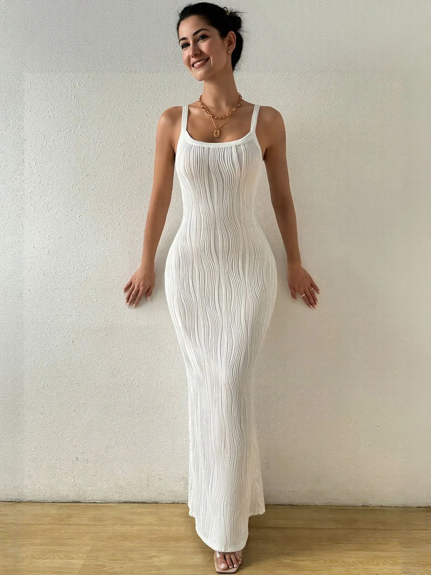 White Fitted Maxi Dress