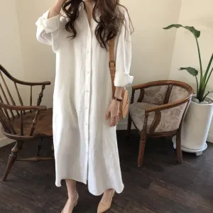 White Straight Fit Shirt Dress