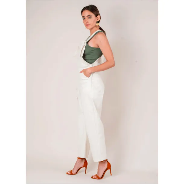 Williamsburg Zero Waste Cotton Overalls - Cream