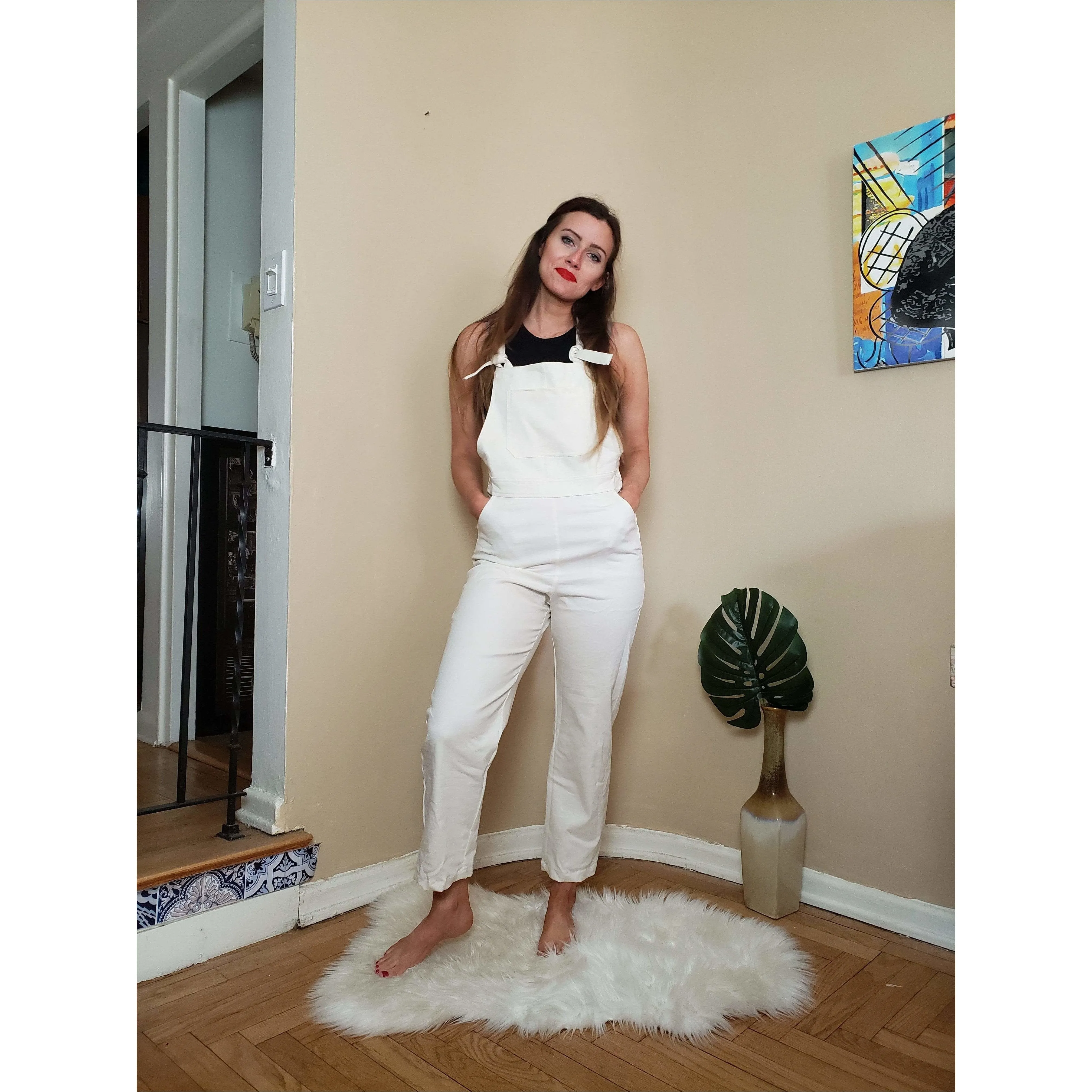 Williamsburg Zero Waste Cotton Overalls - Cream