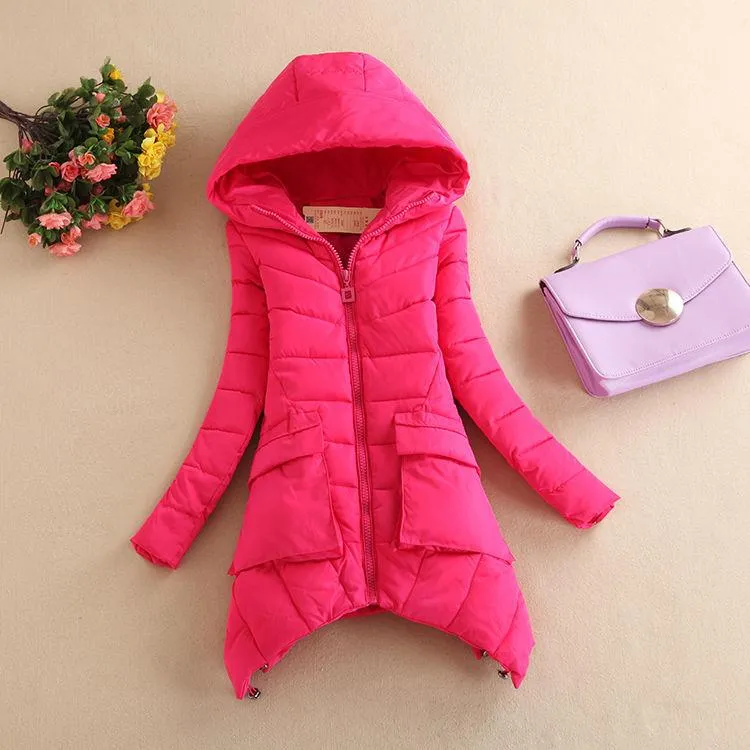 Winter Women Parkas Ladies Casual Mid-length Coats Winter  Plus Size  Hooded Jackets Cotton Parkas Warm Coat Outwear