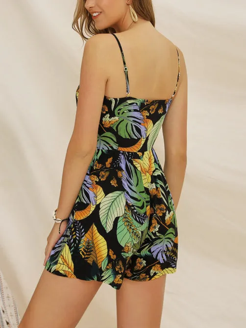 Women Cotton Printed Sling Jumpsuit