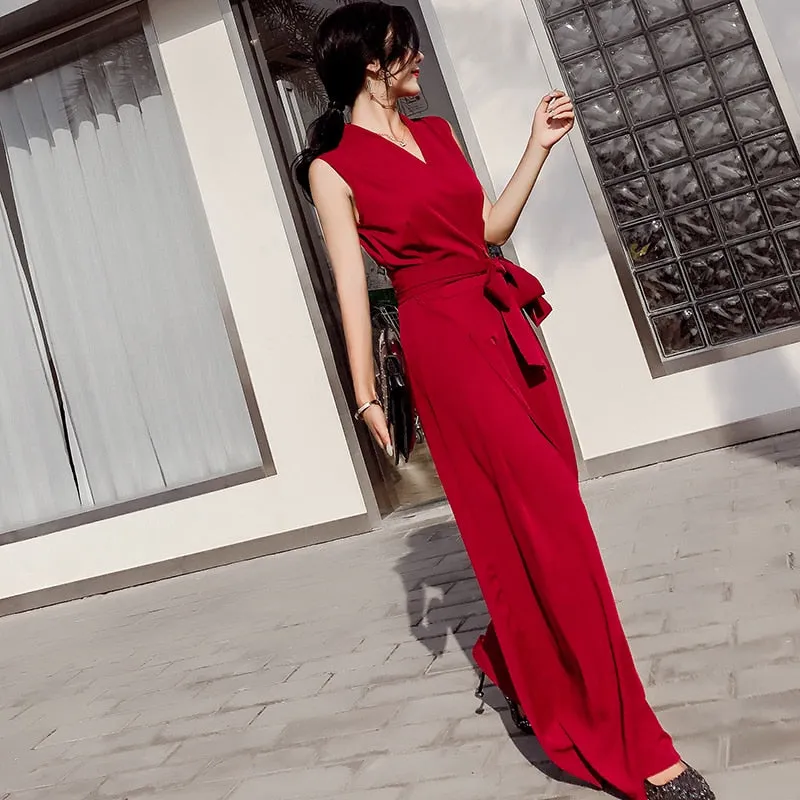 Women V-neck  Jumpsuits