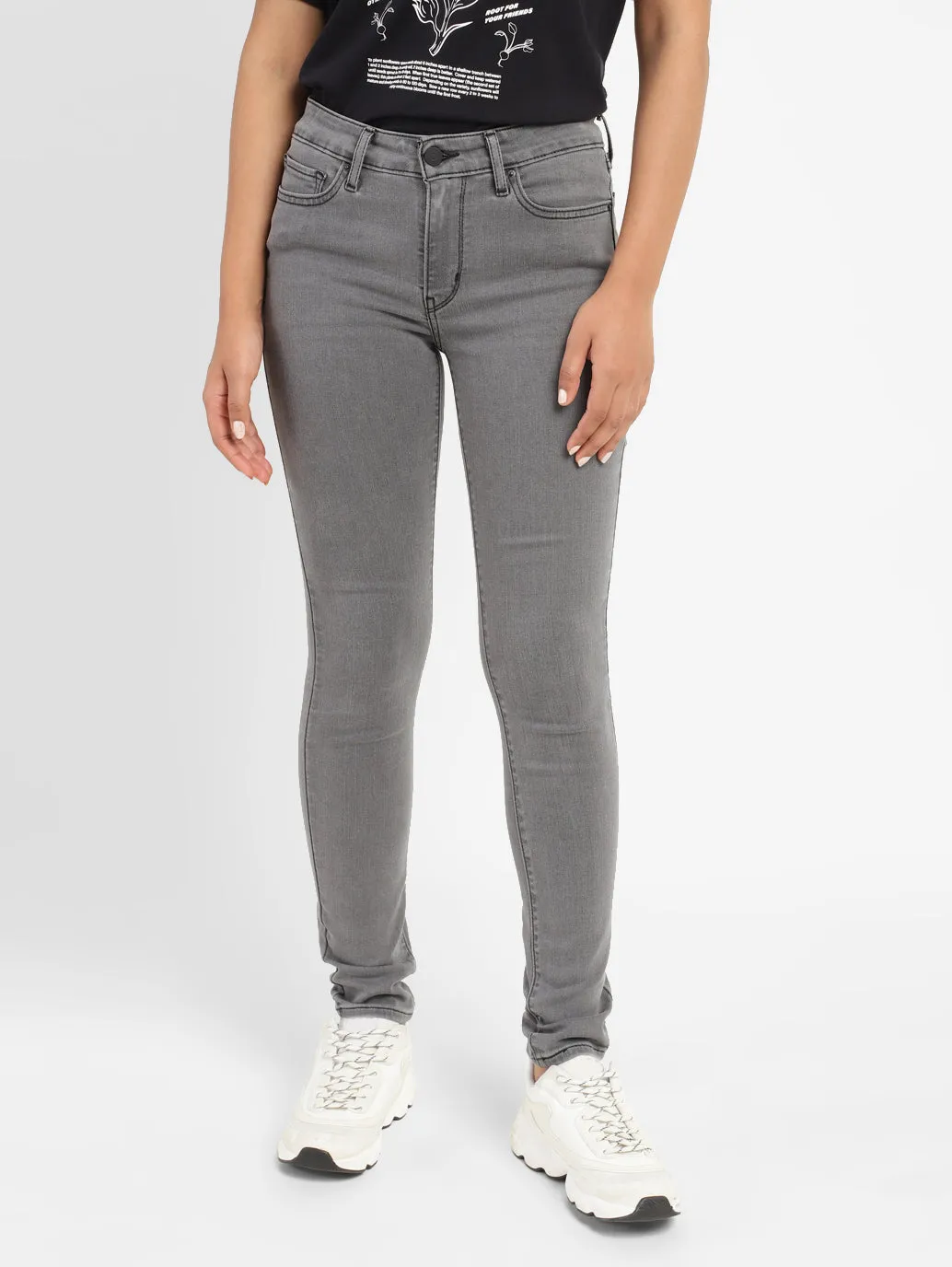 Women's 711 Grey Skinny Fit Mid Rise Jeans