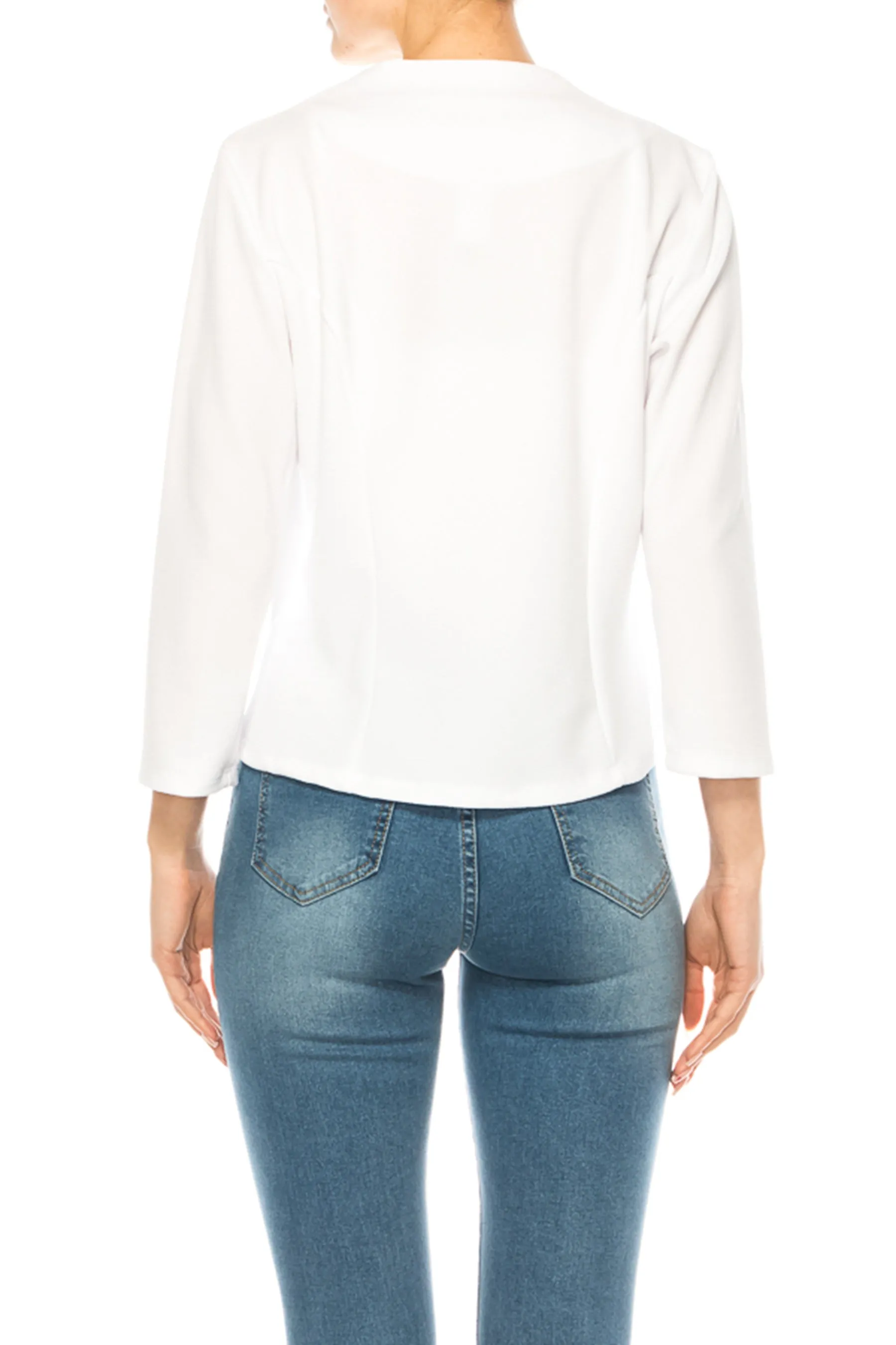 Women's Bolero Blazer Open Front Sleek 3/4 Sleeves Cardigan