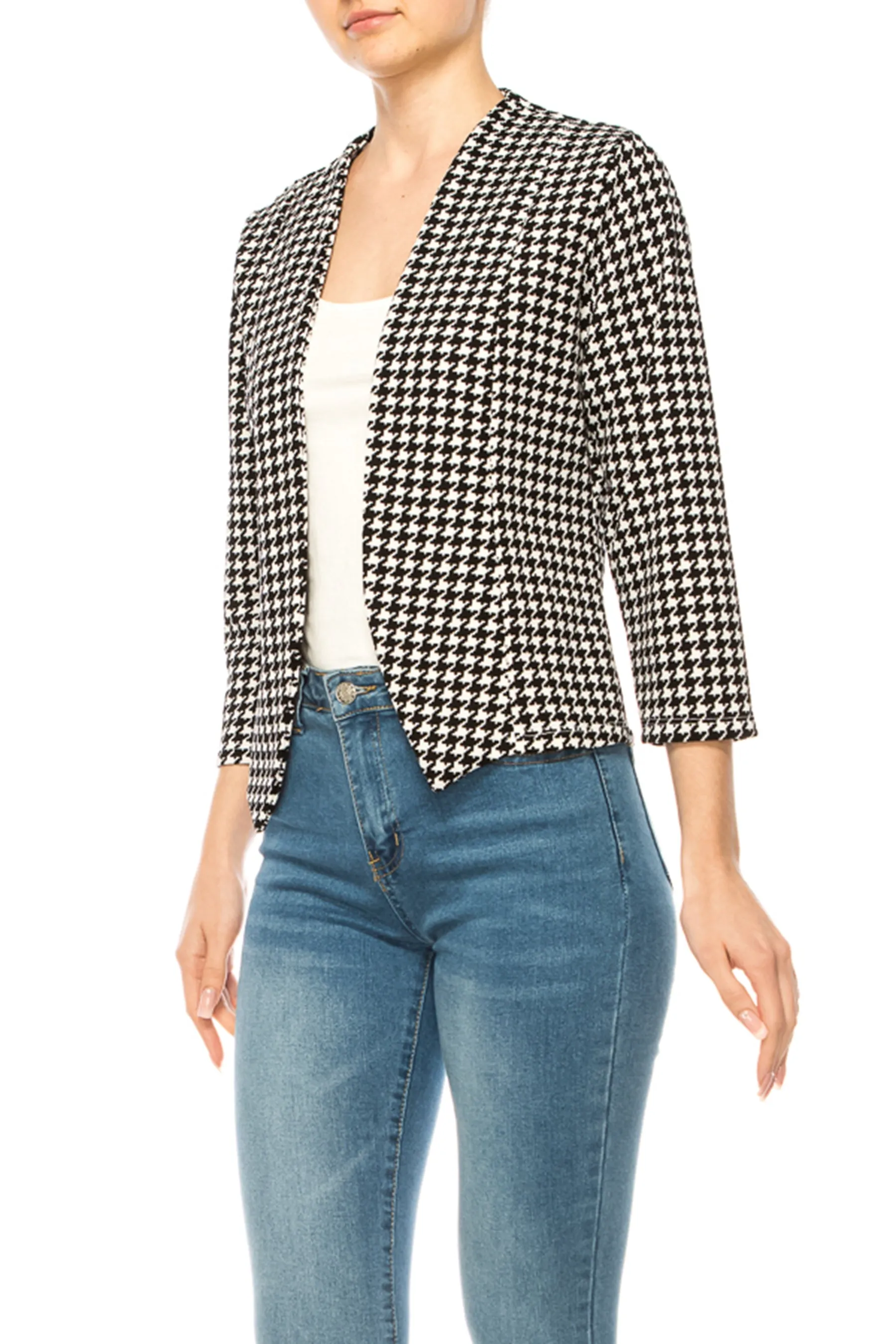 Women's Bolero Blazer Open Front Sleek 3/4 Sleeves Cardigan