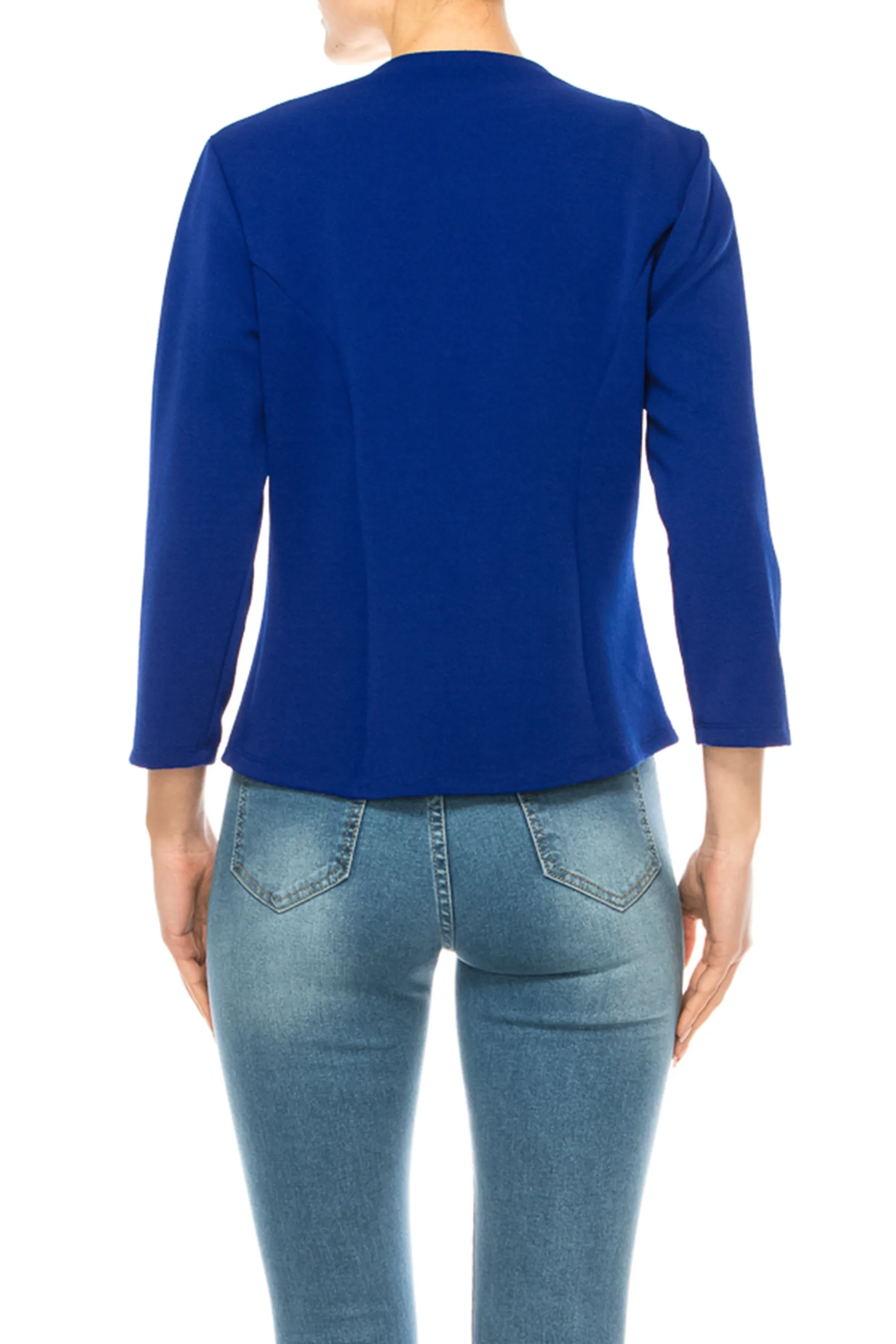 Women's Bolero Blazer Open Front Sleek 3/4 Sleeves Cardigan