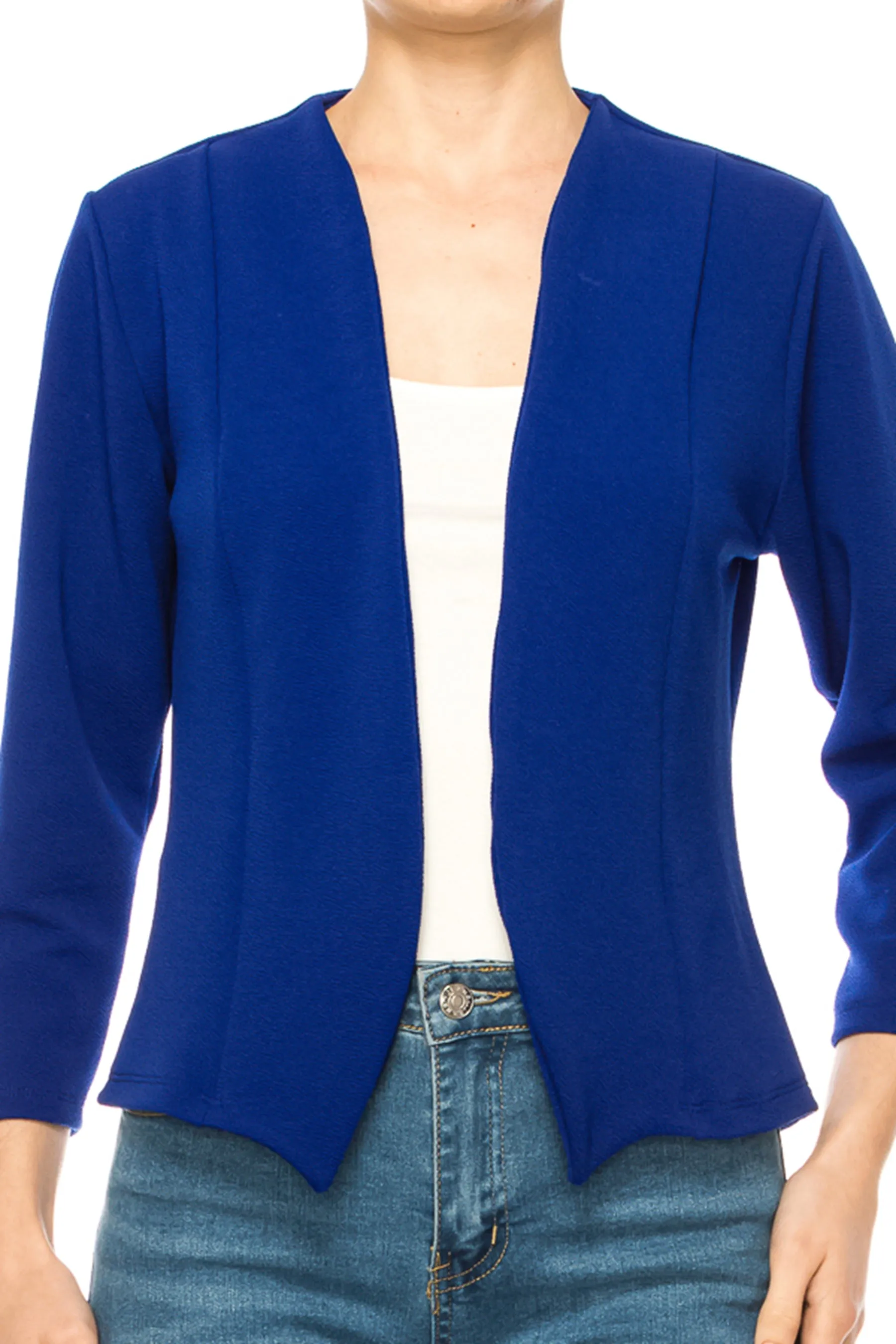 Women's Bolero Blazer Open Front Sleek 3/4 Sleeves Cardigan
