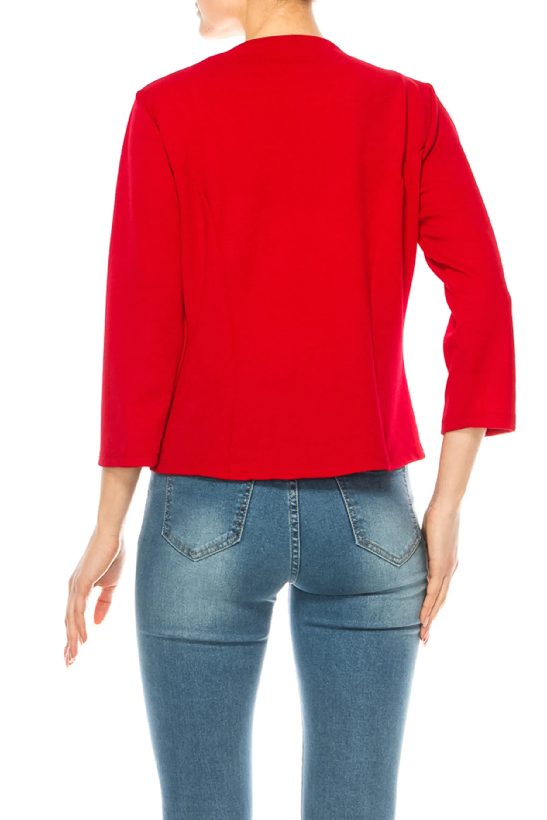 Women's Bolero Blazer Open Front Sleek 3/4 Sleeves Cardigan