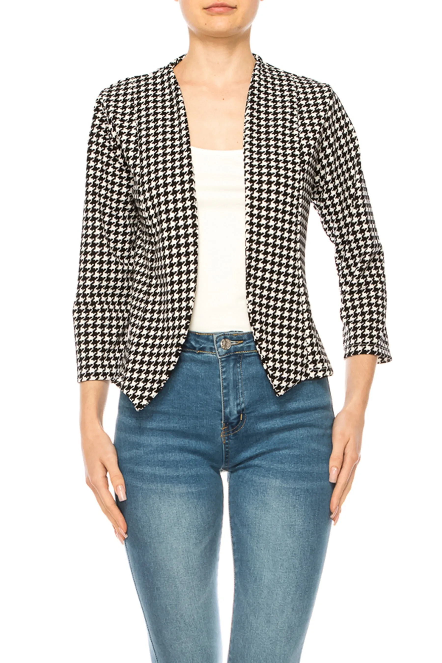 Women's Bolero Blazer Open Front Sleek 3/4 Sleeves Cardigan