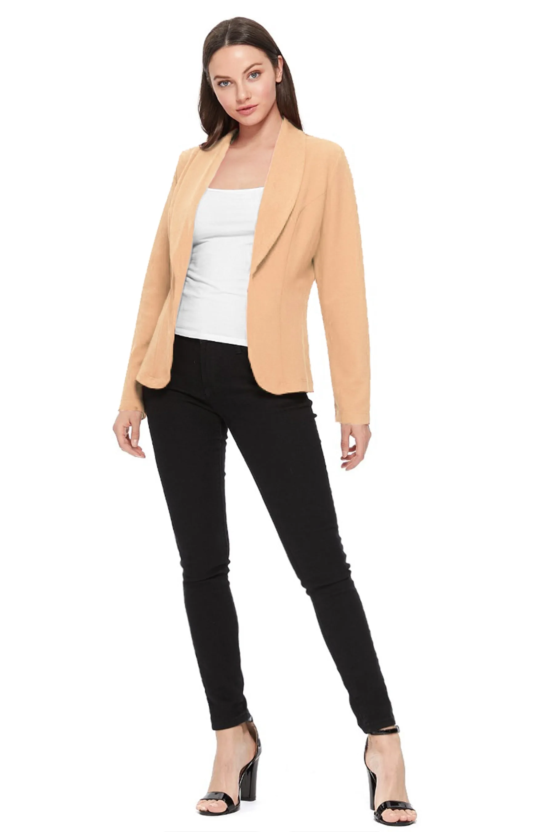 Women's Casual Long Sleeves Office Workwear Solid Blazer Jacket S-3XL