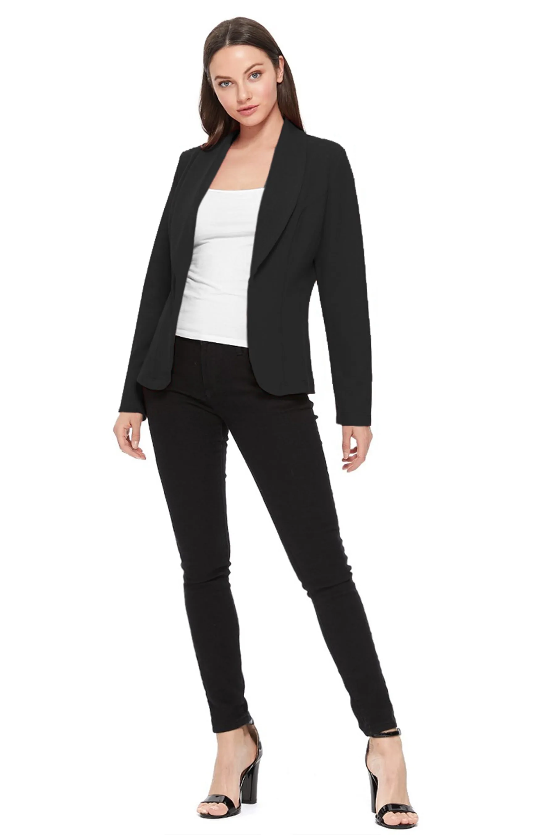 Women's Casual Long Sleeves Office Workwear Solid Blazer Jacket S-3XL