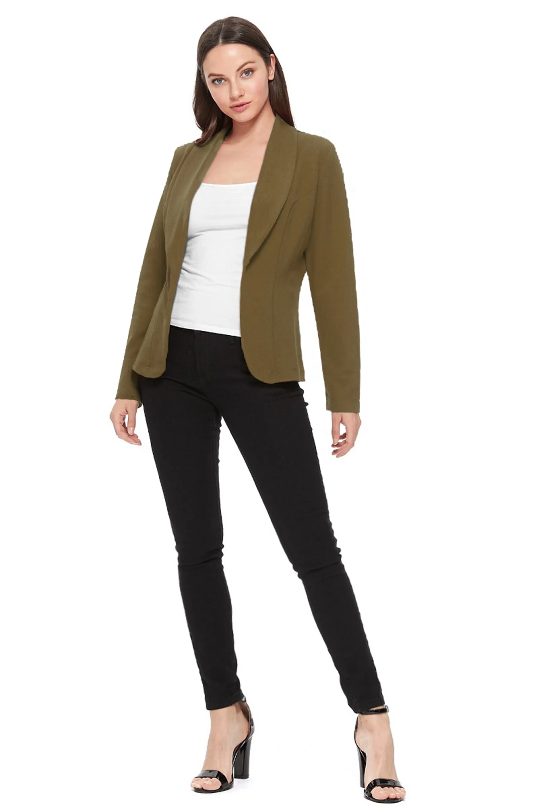 Women's Casual Long Sleeves Office Workwear Solid Blazer Jacket S-3XL