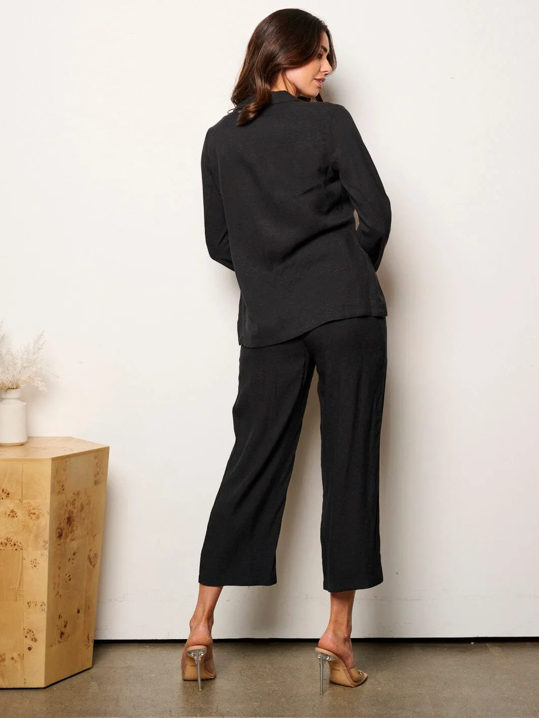 WOMEN'S LONG SLEEVE BLAZER & ELASTIC WAIST PANTS 2PC. SET