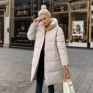 Women's Long Winter Coat Quilted Parkas Casual Solid Thick Hooded Jackets Coat Female Winter Outwear Puffer Jacket Padded Coat