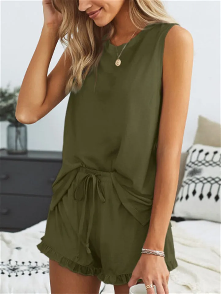 Women's Loose Cozy Round Neck Sleeveless Summer Sets